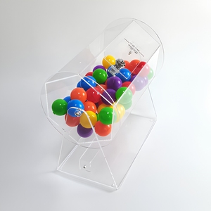 Boîte de tirage au sort transparente en acrylique avec tourne-disque pour billets de tombola et loterie - Product Image 3