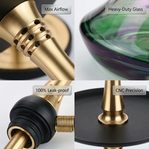 Ensemble complet de chicha, chicha en alliage d'aluminium à neuf trous avec verre en cristal camélé<span class=keywords><strong>on</strong></span> - Product Image 4