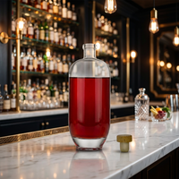 Bouteille en verre transparente personnalisée avec logo unique pour spiritueux, vodka, brandy, gin, rhum, whisky
