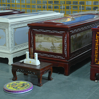 Ataúd Refrigerado de Caoba de Alta Calidad con Tallados Intrincados, Estilo Americano de Lujo para Servicios Funerarios