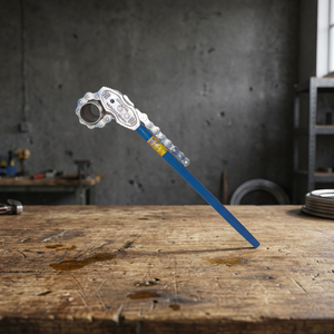 Llave Ajustable para Tuberías, Herramienta Manual con Mordaza Metálica y Mango Azul para Reparaciones de Plomería - Product Image 3