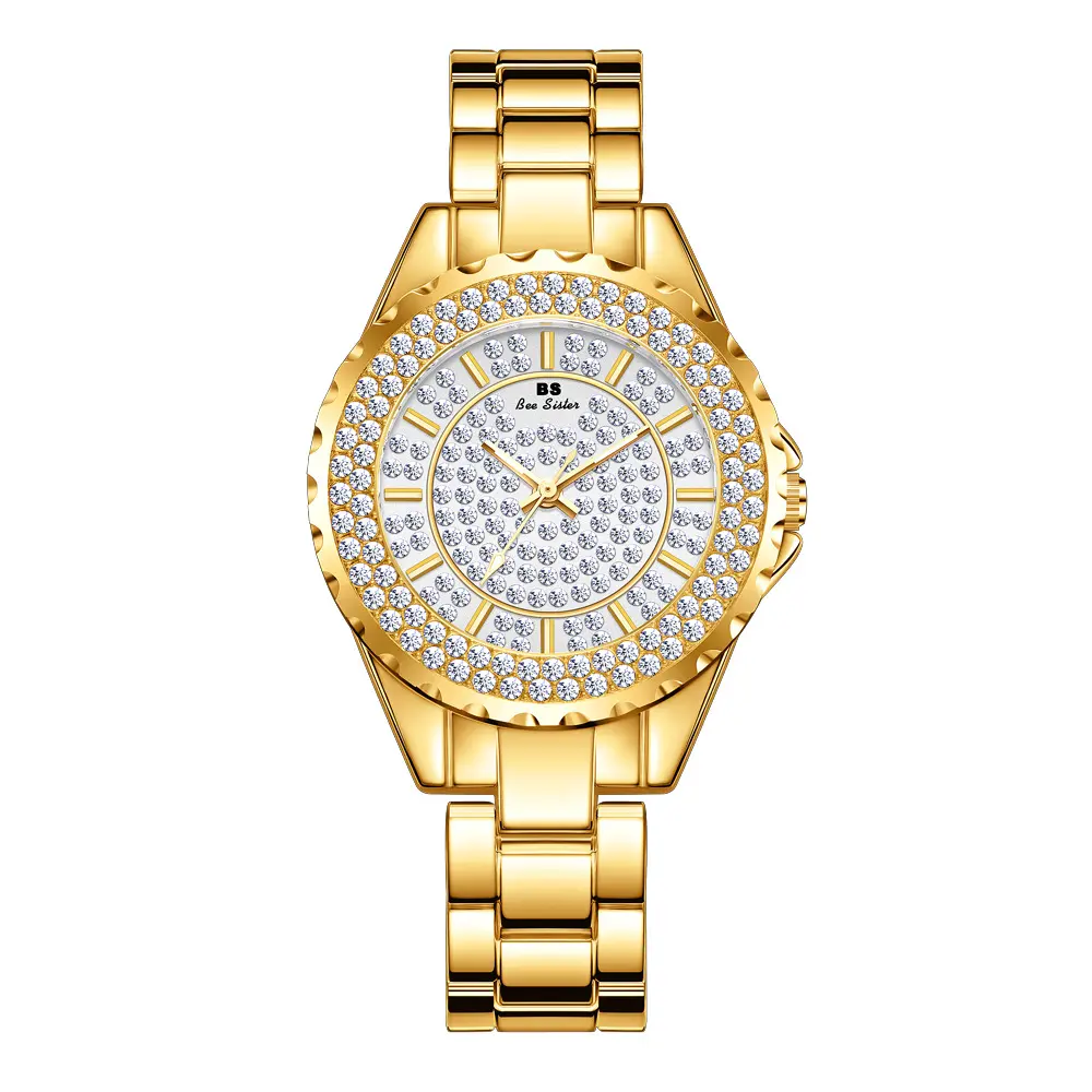 Damen Gold Uhr Luxus Damen Armbanduhr Wasserdichte goldene Uhr Edelstahl Mode Quarz Damen uhr