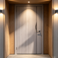 Porte intérieure moderne personnalisée en bois, design à panneau plat, finition WPC étanche pour projets d'appartements et d'hôtels