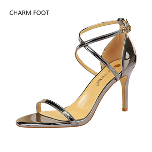 Sandalias de tacón alto de metal con punta abierta para discoteca, zapatos de estilo europeo y americano, puntiagudos, sexys - Product Image 5