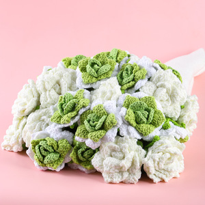 Rose Crochet Bouquet Couverture Romantique À La Main pour La Fête Des Mères Anniversaire Décor À La Maison Jeter Couvertures Fleurs Rose Bouquet Couvertures - Product Image 4