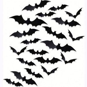 Décorations de fête d'Halloween, autocollants de chauve-souris 3D effrayants en PVC, autocollants amovibles pour fenêtres pour décorations d'Halloween - Product Image 1