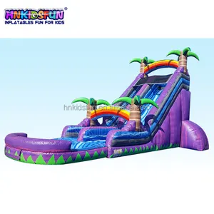 Crush Plunge Tropical Toboggan aquatique à double voie Toboggan gonflable violet pour adultes Vinyle unisexe Château Vinyle de qualité commerciale