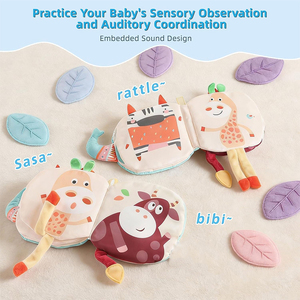 Nouveau <span class=keywords><strong>livre</strong></span> d'activités Montessori en tissu froissé pour bébé, <span class=keywords><strong>livre</strong></span> doux avec textures sonores, jouet sensoriel de voyage pour siège auto et trajets longue distance - Product Image 3