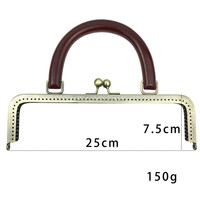 Stock d'approvisionnement 20cm et 25cm fermoir boule en laiton antique cadre de sac à main en métal cadre de sac en métal avec poignée en bois