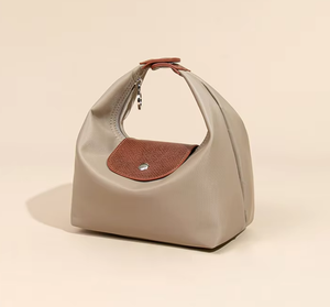 Sac à déjeuner portable en nylon imperméable de couleur unie avec fermeture éclair, sac à main de loisirs Hobo, sac à bandoulière à deux sangles, directement de l'usine - Product Image 4