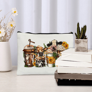 Trousse de <span class=keywords><strong>Maquillage</strong></span> et de Toilette de Voyage Personnalisée à Motif Vaches Western, Cowgirls, Cowboys, Tournesols, Cactus et Ranches - Product Image 3