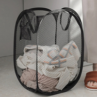 1 Stück Faltbarer Wäschesortierkorb mit Polyester-Netzrahmen für Badezimmer-Aufbewahrung - Wäsche-Organizer