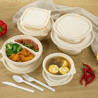 Ensemble d'ustensiles jetables biodégradables en bagasse de canne à sucre, fourchette, cuillère, couteau compostables avec logo personnalisé pour les fêtes et l'emballage à emporter