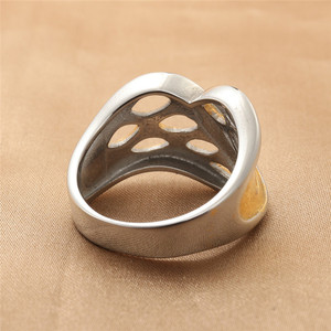 European American Style <b>Titanium</b> Steel Hollow <b>Ring</b> Geometric Retro Punk Two Tone Unisex Fashion Jewelry 290113 - Product Image 3