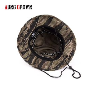 Aung Crown Best Selling Custom <span class=keywords><strong>Rubber</strong></span> Patch Logo 100% Algodón Negro Summer Camo Bucket Hat - Product Image 3