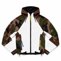 Veste coupe-vent unisexe à capuche, camouflage color block, streetwear, activewear, pull-over, personnalisable OEM ODM, vente en gros, en vrac