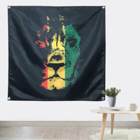Bandera de Jamaica con León Rasta Reggae, Poliéster, 3x3 Pies, para Colgar en la Pared, 4 Ojales, Bandera Personalizada para Interiores, Música Rock