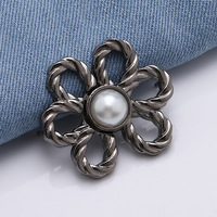 Kancing Celana Jeans Tanpa Jahit, Dapat Disesuaikan, Bahan Logam Alloy Mutiara Bunga, Kancing Tekan untuk Wanita, Pengencang Pinggang Celana Denim, Perbaikan DIY
