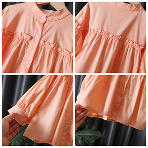 Kinder Mädchen Baumwolle Shirts Frühling und Herbst Neue Kinder Korean Brief Casual Bottom ing Shirt Bluse - Product Image 2