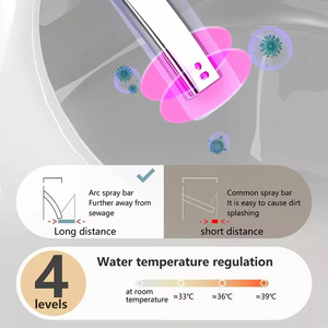 WaterMark Intelligent Smart Luxury Black Touch Panel Tankless Side Halo Ring Knob Blue Ambient <b>Light</b> Rimless Elongated S-Trap - Product Image 5