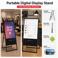 Support publicitaire numérique portable pliable sur pied, écran LCD LED vidéo mural personnalisé avec menu numérique pour restaurant