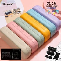 Boîte à lunettes en cuir PU multicolores de couleur macaron Boyarn, logo personnalisé, étui à lunettes de soleil de luxe