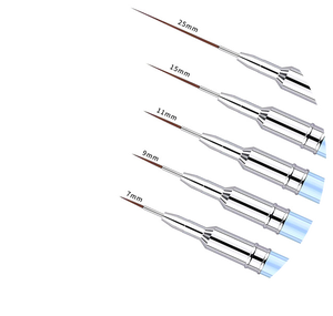 Pinceau à ongles pour photothérapie, manche métallique, brosse à lignes fines, virole sertie avec couvercle, pinceau à ongles en nylon pour la décoration florale - Product Image 6