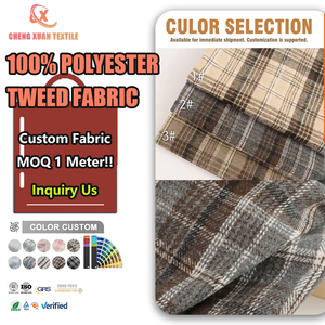 Tissu Tweed 100% Polyester Respirant de Poids Moyen avec Motif Teint en Fil pour Manteaux, Sacs, Canapés, Décoration Intérieure - En Stock - Product Image 1