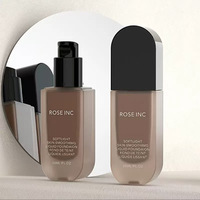Flacon de crème liquide carré pour fond de teint, lotion, cosmétique, nouveau, transparent, givré, luxe, 30 ml, 50 ml, emballage de marque privée