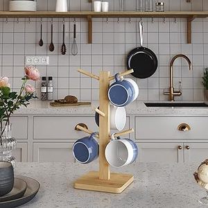 Estante de Almacenamiento para Tazas de Café de Madera, Escurridor de Escritorio de Múltiples Niveles, Diseño Minimalista, Uso en la Cocina - Product Image 2
