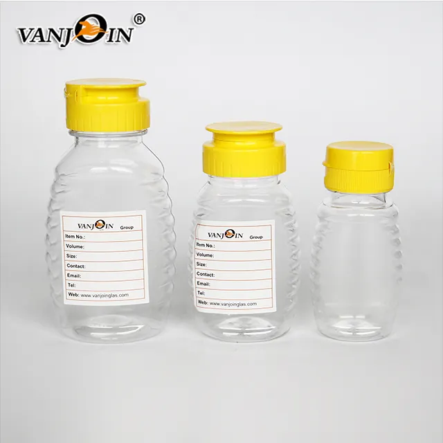 Food grade recipiente de plástico para garrafa squeeze mel mel 500g 350ml vazio garrafa de plástico com tampa bonito do mel