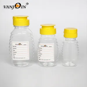 Makanan Kelas Plastik Wadah untuk Madu 500G 350Ml Meremas Botol Madu Kosong Cute Honey Botol Plastik dengan Tutup