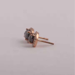 Boucles d'oreilles en forme de cœur en diamant de laboratoire, argent, or rose, or, style punk, certifiées IGI, cadeau de mariage, bijoux pour femmes - Product Image 1