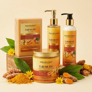 Lotion Corporelle Éclaircissante au Curcuma Pur Bio, Crème <span class=keywords><strong>Hydratante</strong></span> Apaisante Végane pour Femmes, Atténuation des Taches Brunes, Vente en Gros - Product Image 5