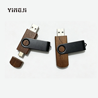 Memoria USB-C OTG de Madera de Nogal con Logotipo Personalizado, 32GB, Doble Interfaz, para Teléfono Móvil, Venta al Por Mayor, 3.0, 8GB, 64GB, 128GB, 256GB