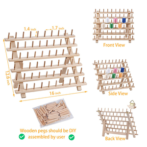 Modern 6-Tier <strong>Standing</strong> Rustic Wooden <strong>Thread</strong> Holder 60 Spool Rack Multifunction Customized Service Neat Accessible Sewing - Product Image 4