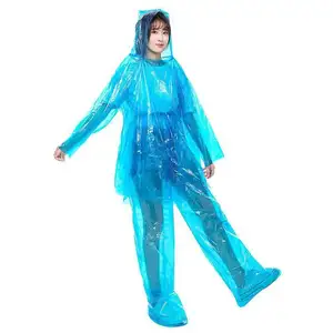 BSCI Factory Ready cargo desechable PE traje de lluvia impermeable y pantalones para la deriva