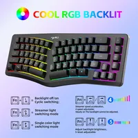 68 Keys Hot Swap Gaming Keyboard Creative Wave Shape Ergonomic Office Relax RGB Colorful Light Type C Wired Keyboard