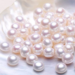 Perles d'eau douce rondes Mantou plates de haute qualité, 8-8,5 mm, sans défaut, sans graines, demi-trous, perles naturelles en vrac, peuvent être associées - Product Image 1