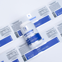 Étiquette autocollante personnalisée en rouleau pour bouteille de vitamines BOPP, étiquette de complément multivitaminé sous marque privée, impression en relief Braille, étiquette imperméable