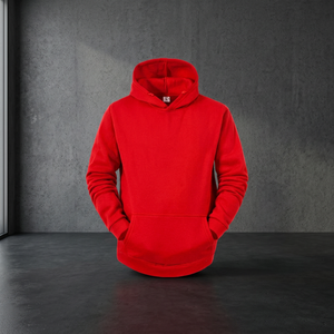 Sweat-shirt à capuche rouge pour homme, couleur unie, en molleton français, coupe décontractée, avec poche, pour l'automne - Product Image 3