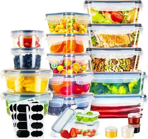 20 Packs Set Kitchen Microwave Refrigerator Plastic With Easy Snap Lids Food Storage Container