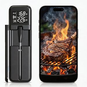 Thermomètre à viande intelligent sans fil avec sonde fine étanche IP67, Bluetooth 5.3, contrôle à distance par application pour barbecue, fumoir, cuisine, OEM ODM - Product Image 1