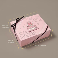 Boîte cadeau de luxe rose personnalisée pour gâteau d'anniversaire, boîte d'emballage rigide en papier vide avec sac en ruban de dentelle pour les cadeaux des filles