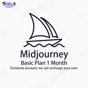 24/7 Plan de base Midjourney en ligne 1 mois Membres du compte Exclusive V5 Official Genuine AI Image Generators Photo Software