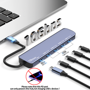 محول USB-C بخمسة منافذ بقوة 100 واط للشحن السريع، سرعة نقل بيانات 10 جيجابت/ثانية من الجيل الثاني مع تقنية PD، محور USB <span class=keywords><strong>3.2</strong></span> خمسة في واحد، محطة إرساء للحاسوب المحمول متوفرة في المخزون - Product Image 3