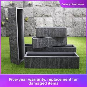 Grand pot <span class=keywords><strong>à</strong></span> <span class=keywords><strong>fleurs</strong></span> <span class=keywords><strong>rectangulaire</strong></span> <span class=keywords><strong>en</strong></span> <span class=keywords><strong>fibre</strong></span> <span class=keywords><strong>de</strong></span> <span class=keywords><strong>verre</strong></span> pour l'extérieur et plateau <span class=keywords><strong>de</strong></span> plantation pour terrasse, balcon et cour - Spécial - Product Image 2