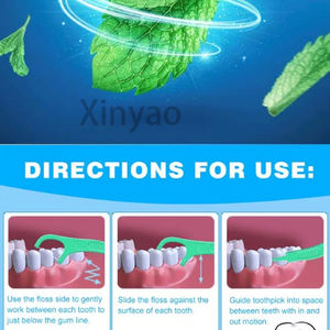 Hilo dental menta con logotipo personalizado con tecnología avanzada de limpieza sin rotura, alcance plegable de doble extremo de larga duración, doble sabor - Product Image 4