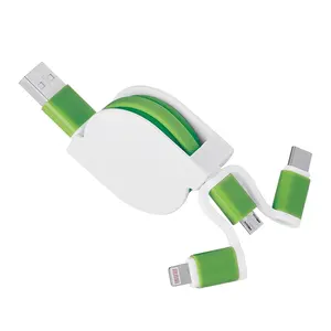 Câble USB rétractable 3 en 1, gadgets personnalisés - Product Image 1