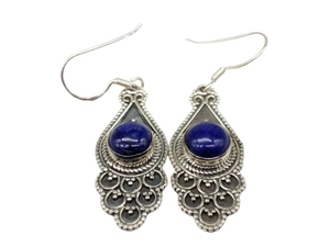 Pendientes de Lapislázuli Natural Hechos a Mano, Plata de Ley 925, Pendientes Colgantes con Piedras Preciosas Azul Oscuro, Joyería Fina para Mujer - Product Image 3